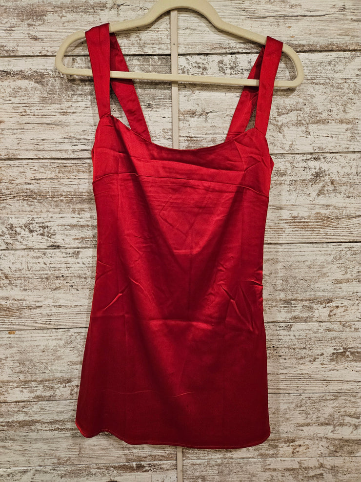 RED SHORT SATIN DRESS