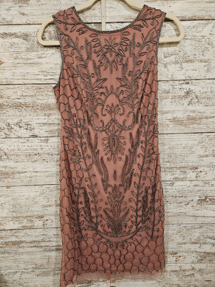 MAUVE BEADED SHORT DRESS