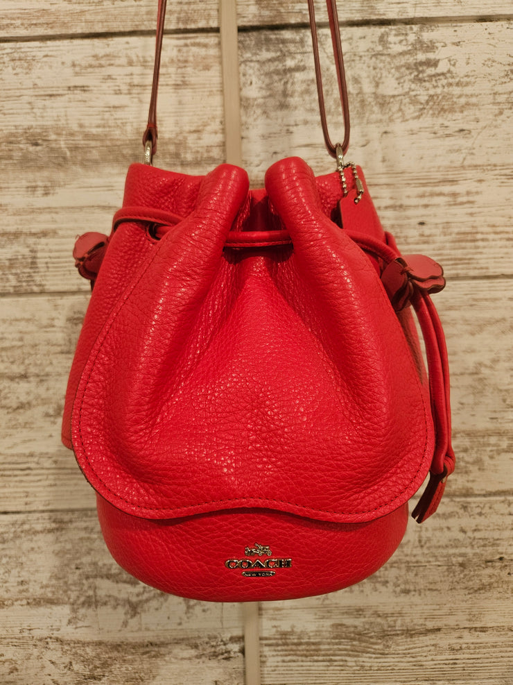 RED FLOWER LEATHER PURSE $395