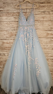 BLUE/FLORAL SPARKLY GOWN-NEW