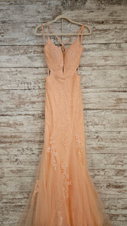 PEACH/FLORAL MERMAID GOWN-NEW
