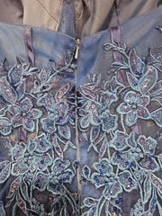 ROYAL BLUE/FLORAL A LINE GOWN