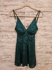 GREEN SEQUIN SHORT DRESS