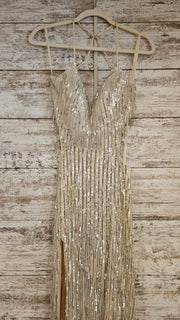 GOLD FEATHER LONG DRESS (NEW)