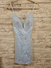 BLUE SPARKLY SHORT DRESS