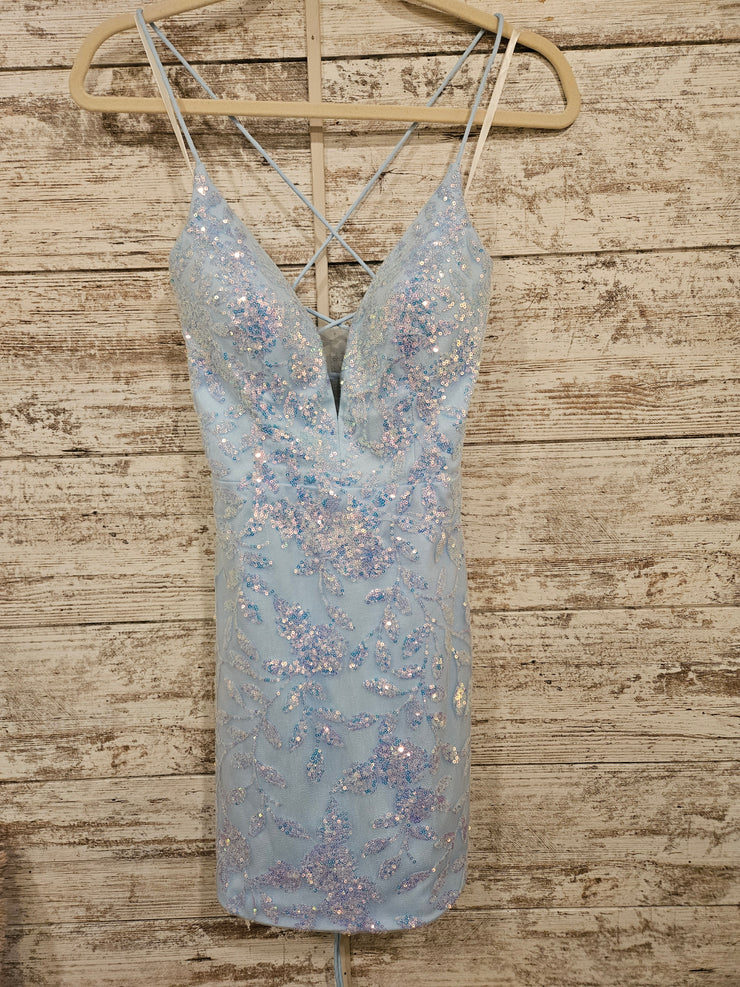 BLUE SPARKLY SHORT DRESS