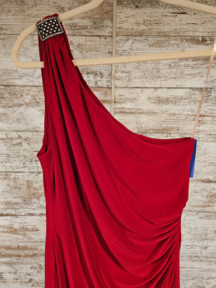 RED ONE SHOULDER LONG DRESS