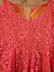 PINK/FLORAL A LINE GOWN