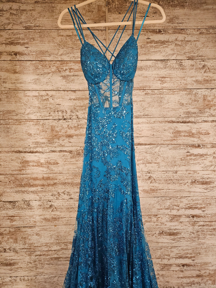 TURQUOISE SPARKLY MERMAID GOWN