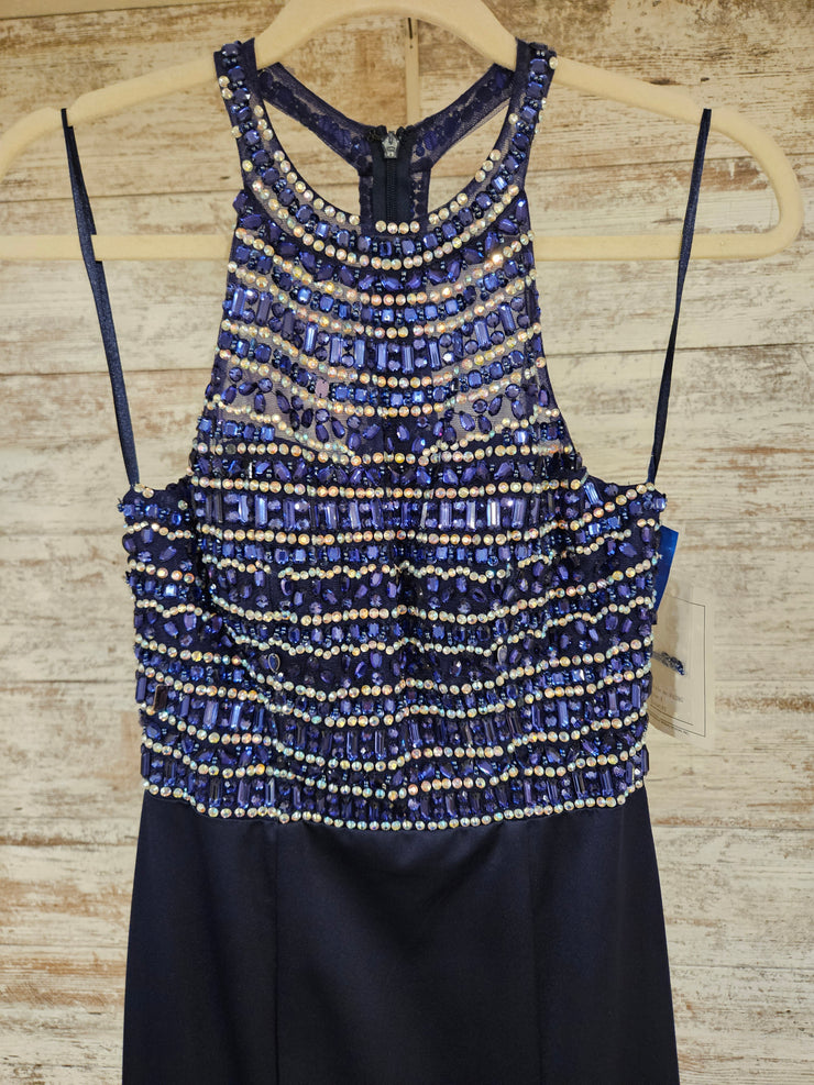 NAVY BEADED MERMAID GOWN (NEW)