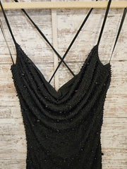 BLACK BEADED SHORT DRESS