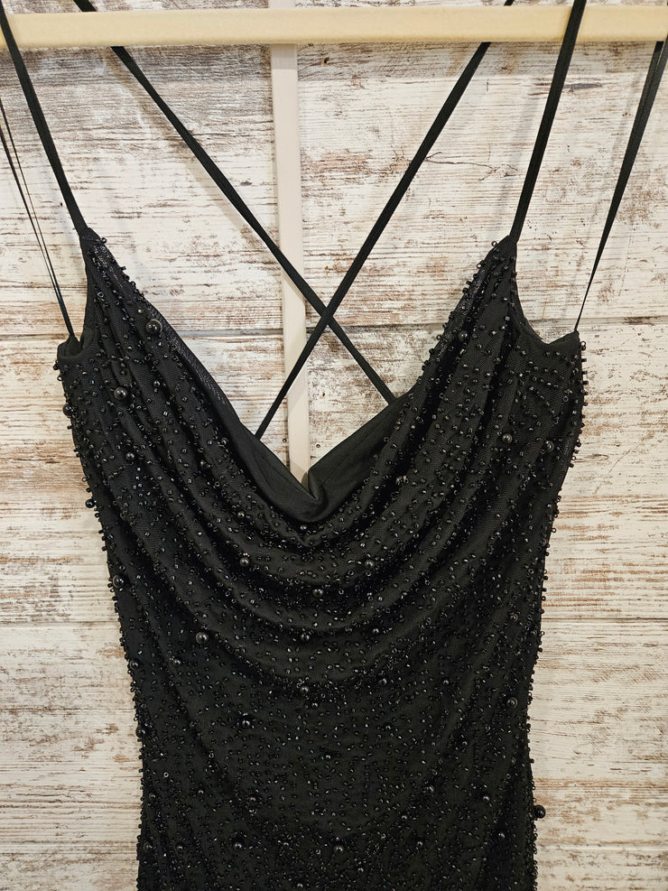 BLACK BEADED SHORT DRESS