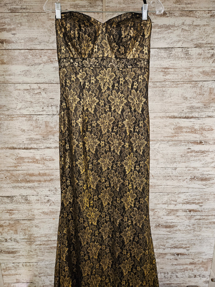 BLACK/GOLD LACE LONG DRESS