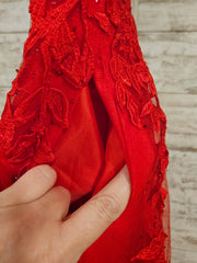 RED/FLORAL A LINE GOWN