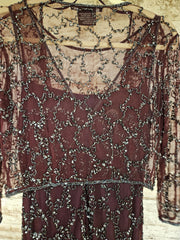 PURPLE BEADED 2 PC. LONG DRESS