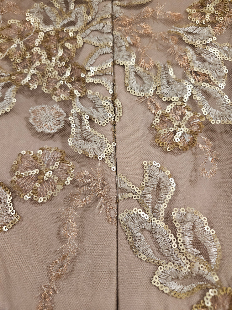 TAN/GOLD A LINE GOWN (NEW)