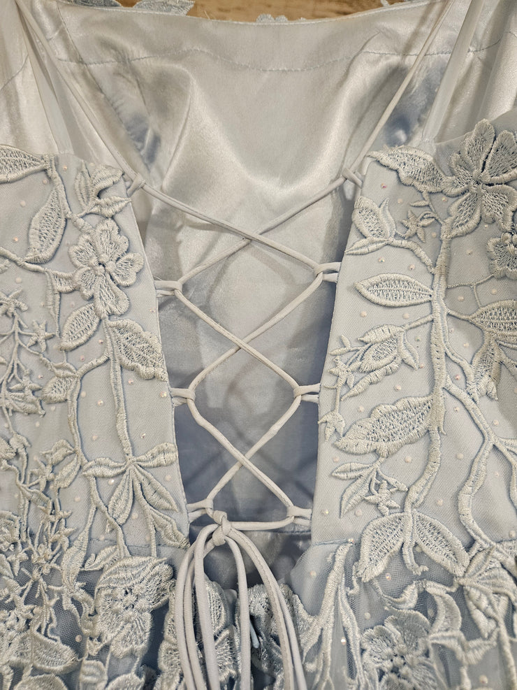 BLUE/FLORAL A LINE GOWN