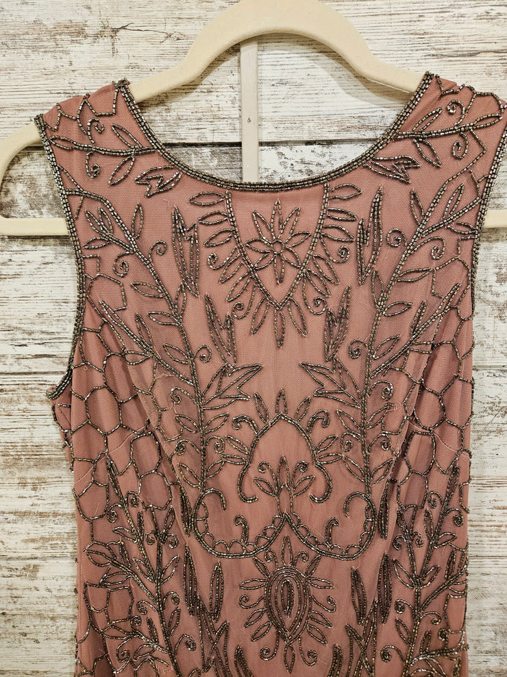 MAUVE BEADED SHORT DRESS