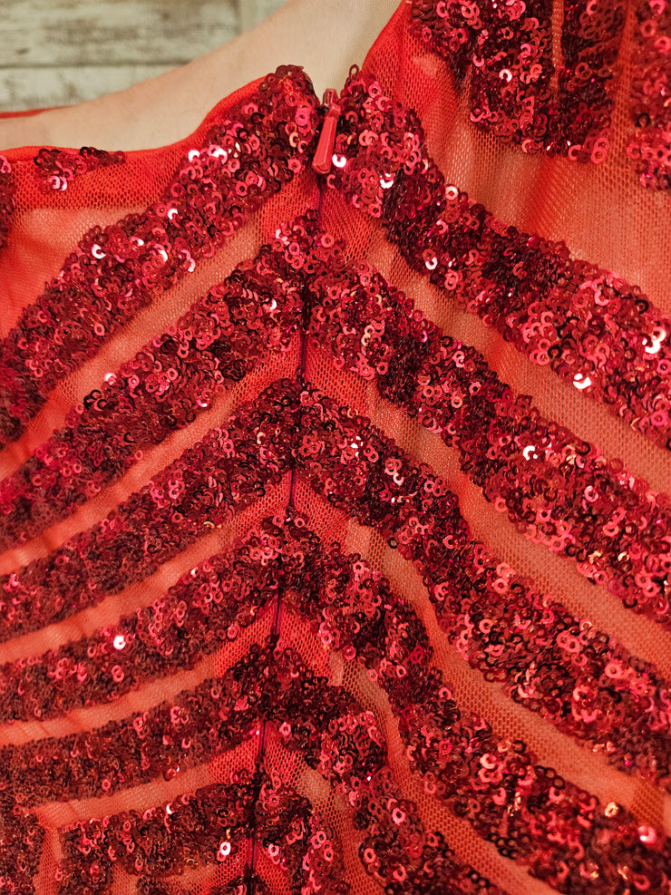 RED SPARKLY MERMAID GOWN
