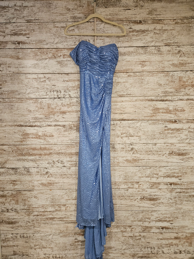 BLUE SPARKLY LONG EVENING GOWN