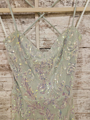 GREEN SPARKLY SHORT DRESS