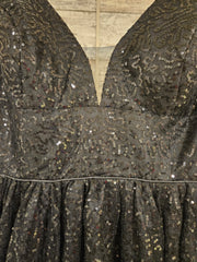 BLACK SPARLY A LINE GOWN (NEW)