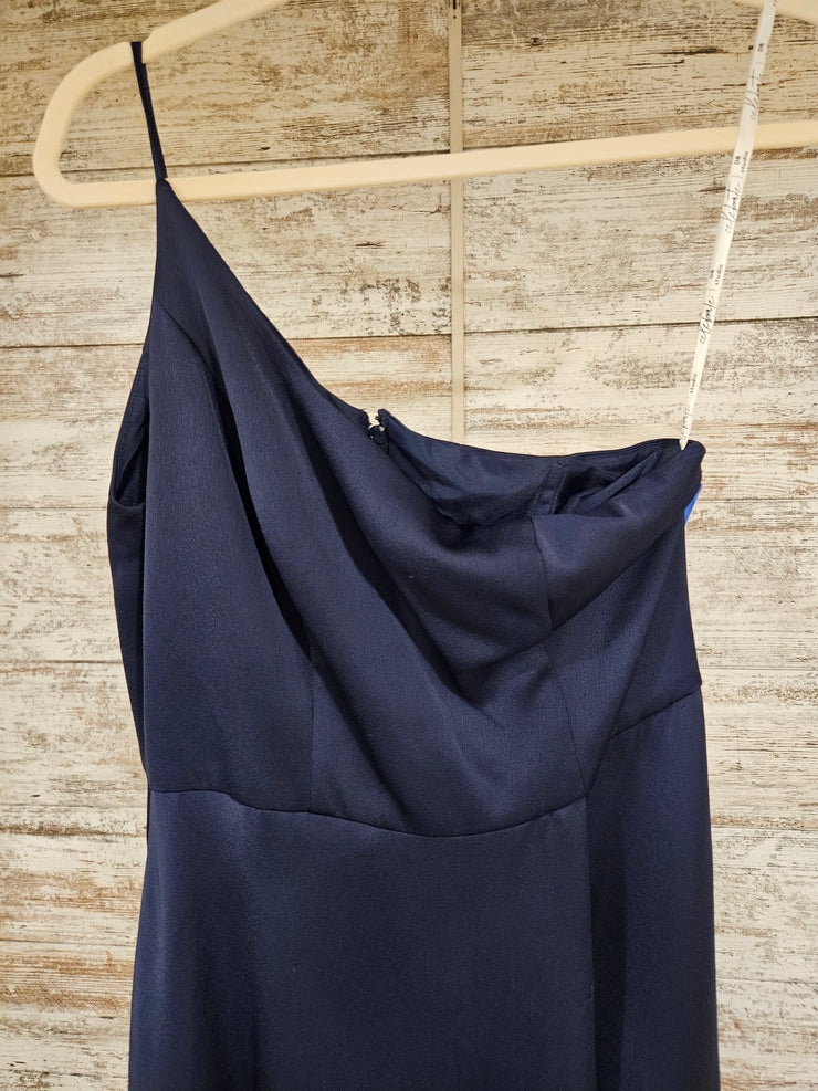 NAVY ONE SHOULDER LONG DRESS