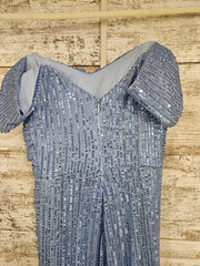BLUE SPARKLY LONG EVENING GOWN