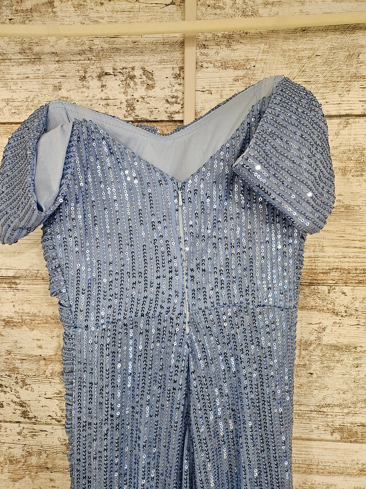 BLUE SPARKLY LONG EVENING GOWN