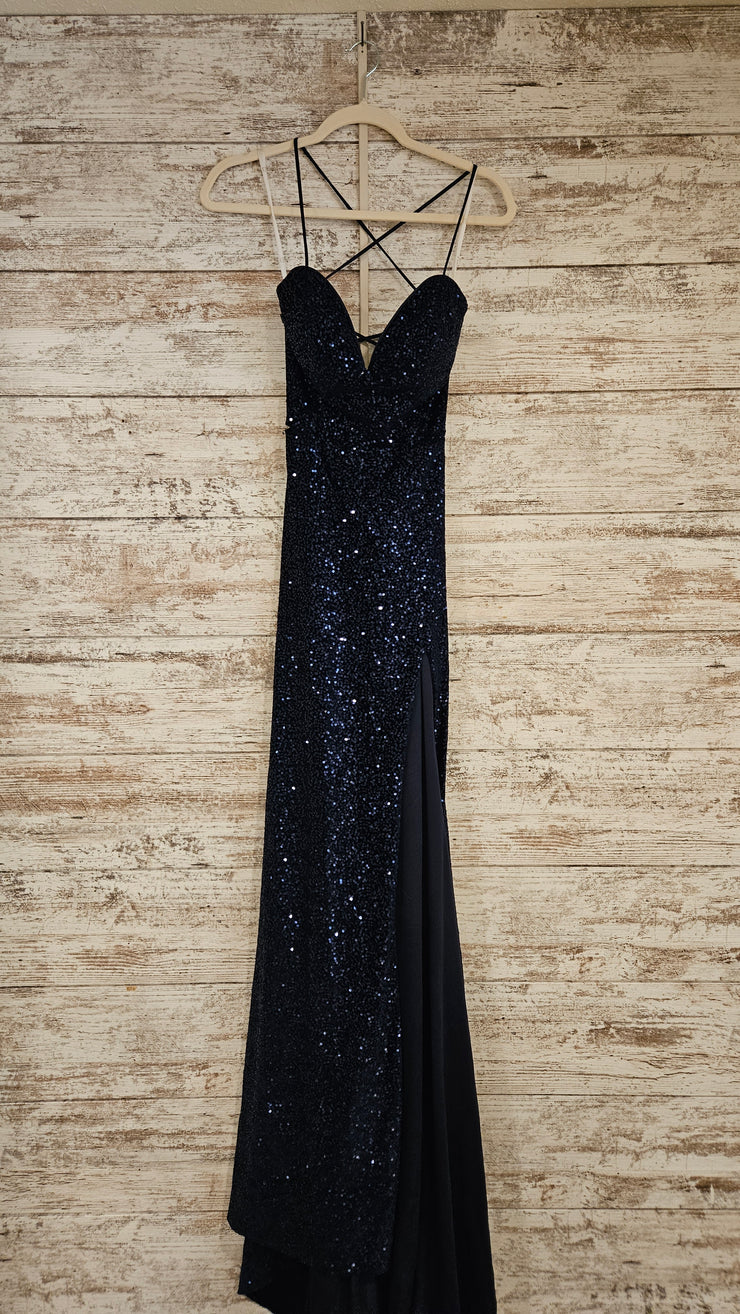 NAVY SPARKLY LONG DRESS (NEW)