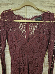 BURGUNDY LACE SHORT DRESS-NEW