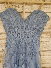 BLUE/FLORAL A LINE GOWN $500