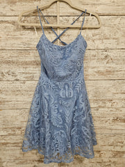 BLUE/FLORAL SPARKLY SHORT DRES