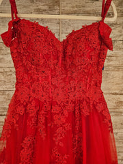 RED/FLORAL A LINE GOWN