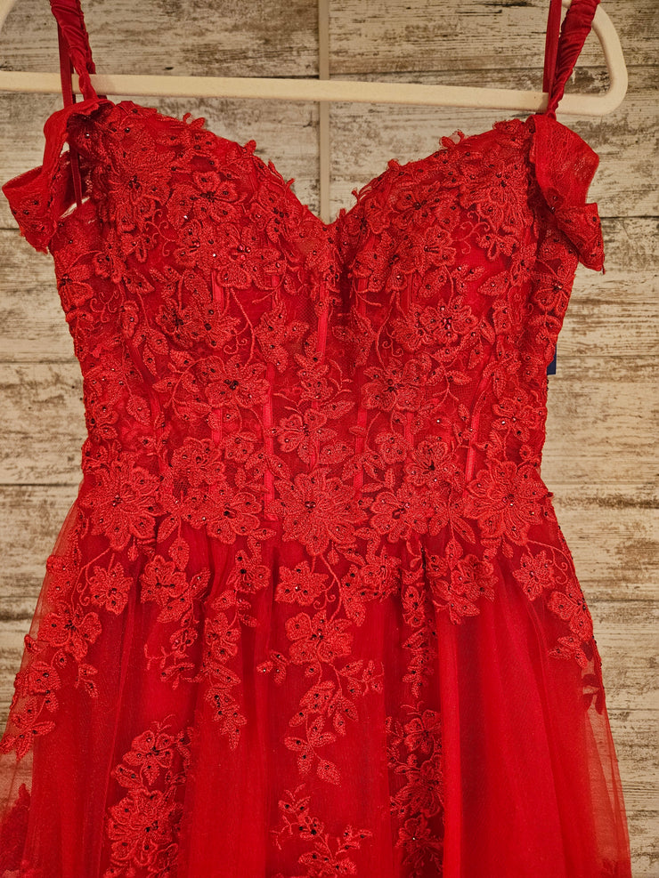 RED/FLORAL A LINE GOWN