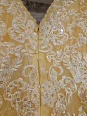 YELLOW/FLORAL A LINE GOWN