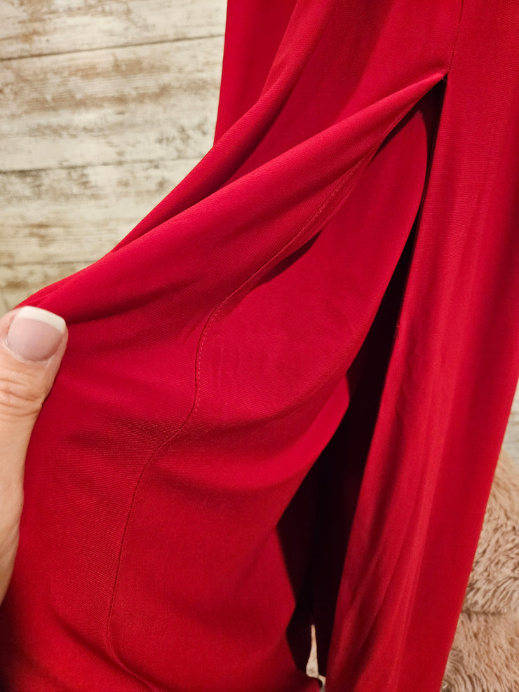 RED ONE SHOULDER LONG DRESS