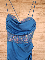 ROYAL BLUE LONG EVENING GOWN