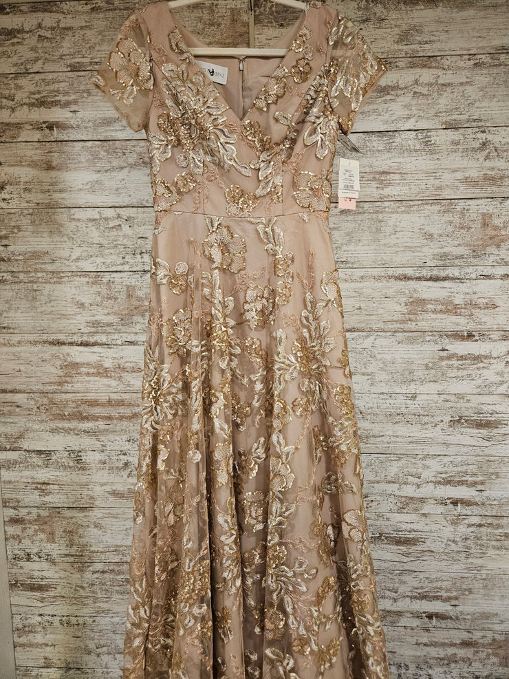 TAN/GOLD A LINE GOWN (NEW)