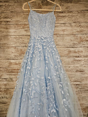 BLUE/FLORAL A LINE GOWN