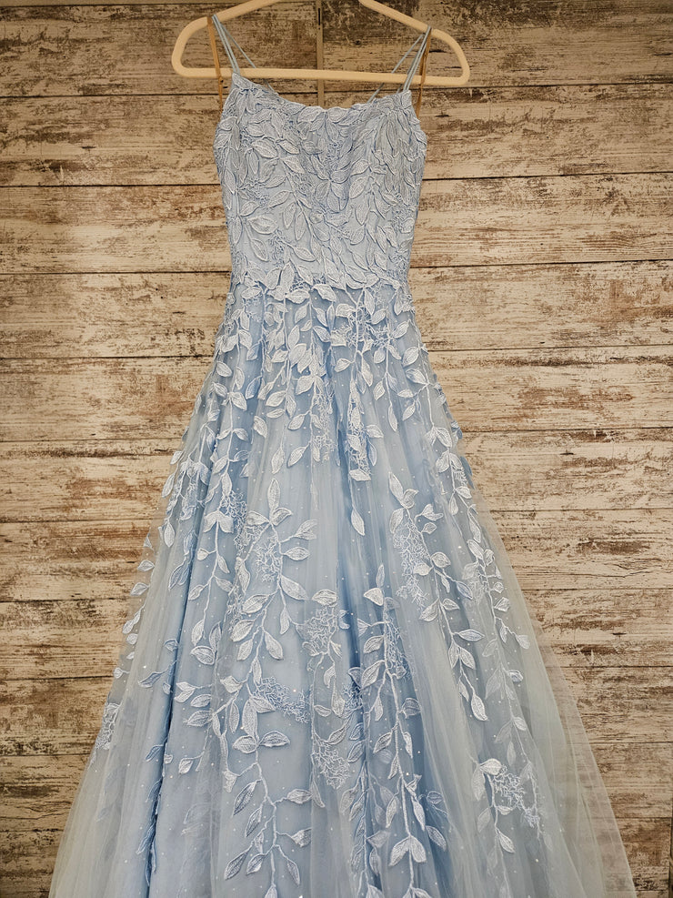 BLUE/FLORAL A LINE GOWN
