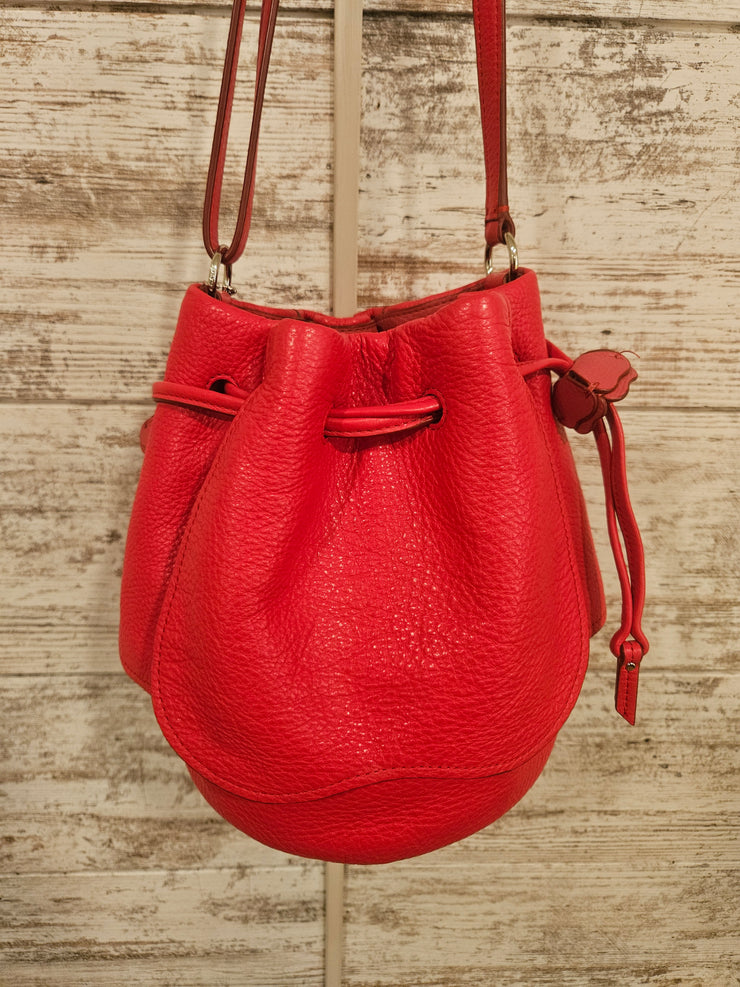 RED FLOWER LEATHER PURSE $395