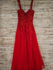 RED/FLORAL A LINE GOWN