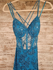 TURQUOISE SPARKLY MERMAID GOWN