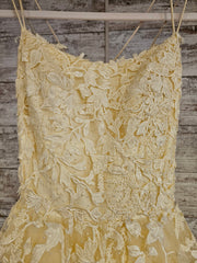 YELLOW/FLORAL A LINE GOWN