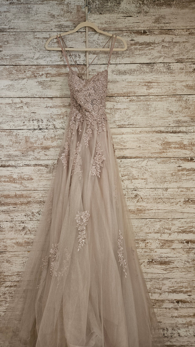 BLUSH/FLORAL A LINE GOWN (NEW)