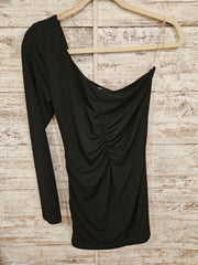 BLACK 1 SLEEVE SHORT DRESS