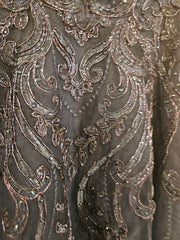 NAVY/FLORAL A LINE GOWN