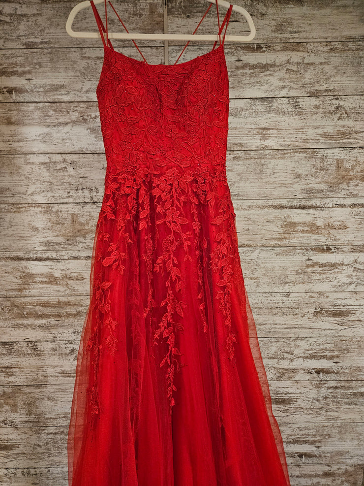 RED/FLORAL A LINE GOWN