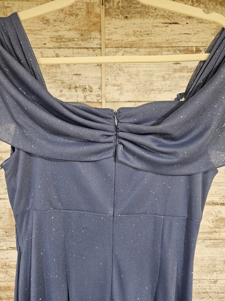 BLUE SPARKLY LONG EVENING GOWN